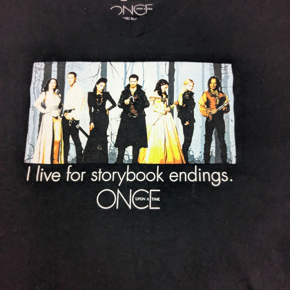 Once Upon a Time TV Series With Cast Pic On Front Black Tee Shirt Size 2XL